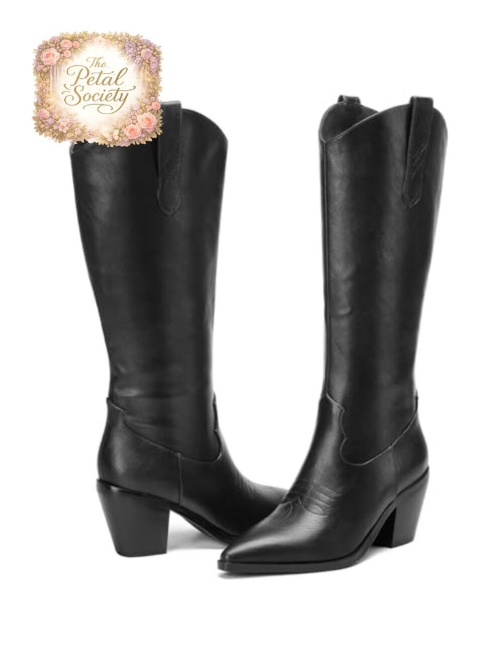 Knee High Cowboy Boots for Women Chunky Heel Western Tall Boots Concert